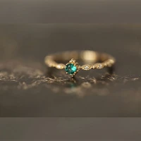 luxury emerald green cubic zircon gold color 925 sterling silver ring adjustable thin rings for women wedding jewelry