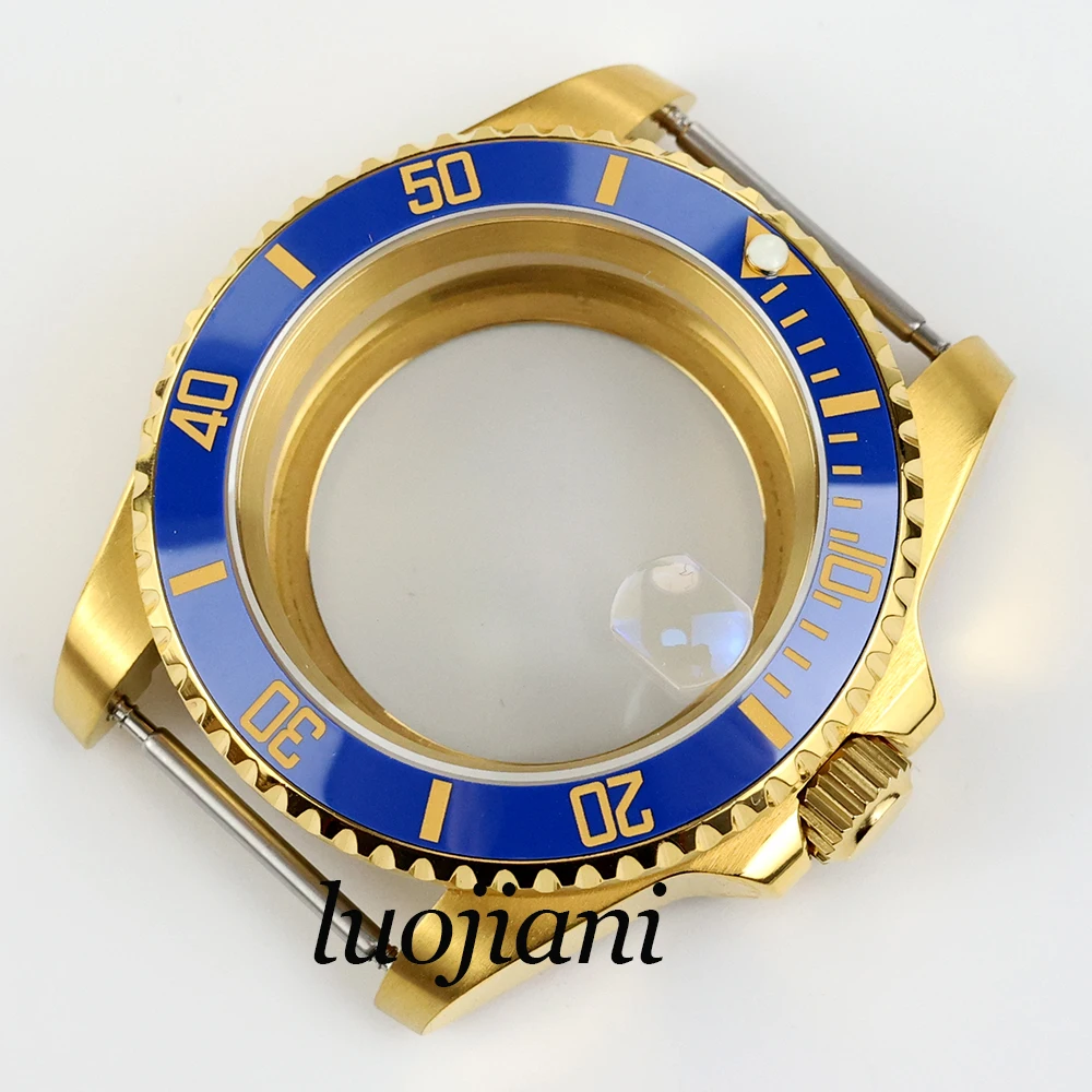 40 мм золотой корпус для часов с пвд сапфировое стекло нержавеющая сталь подходит