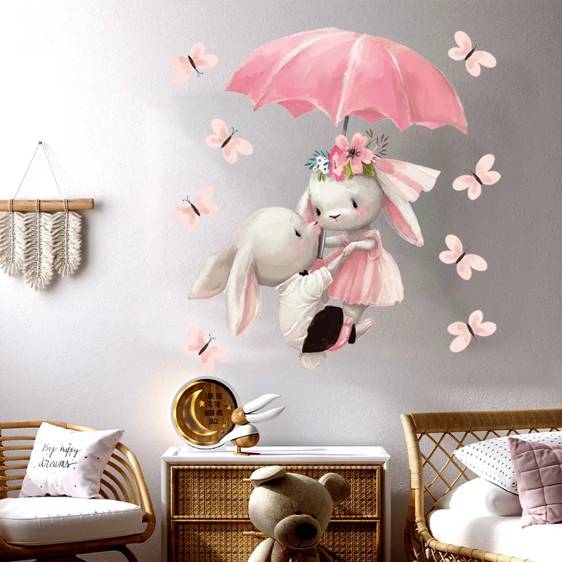 Кроличьи детские обои для фона живой спальни декорация наклейки на стену.