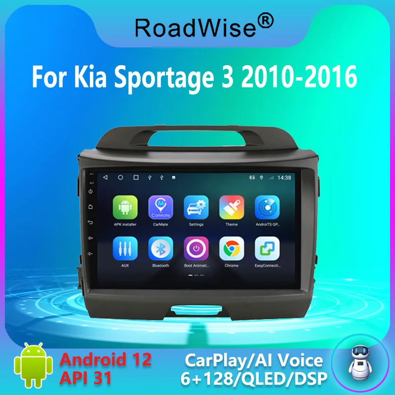 

Автомагнитола Roadwise на Android, мультимедийный проигрыватель для Kia Sportage 3, 2010, 2011, 2012, 2013, 2014, 2015, 2016, 4G, GPS, DVD, BT, Carplay, 2din, головное устройство