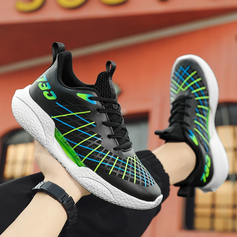2022 New Running Mesh Men Sneakers Casual Lace-up Sneakers Breathable No-slip for Male Tennis Tourist Leisure Sports Shoes 39-44