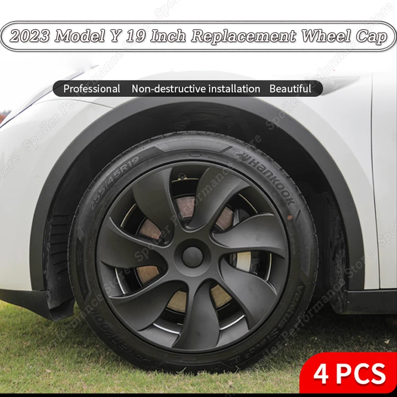 

4PCS Hub Cap Replacement Wheel Cap 19 Inch Performance Automobile Hubcap Full Cover Accessories For Tesla Model Y 2018-2022 2023