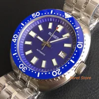 BLIGER 43mm Men Luxury NH35 Automatic Mechanical Wrist Watch Stainless Steel Sapphire Glass Sterile Blue Dial Waterproof Watch