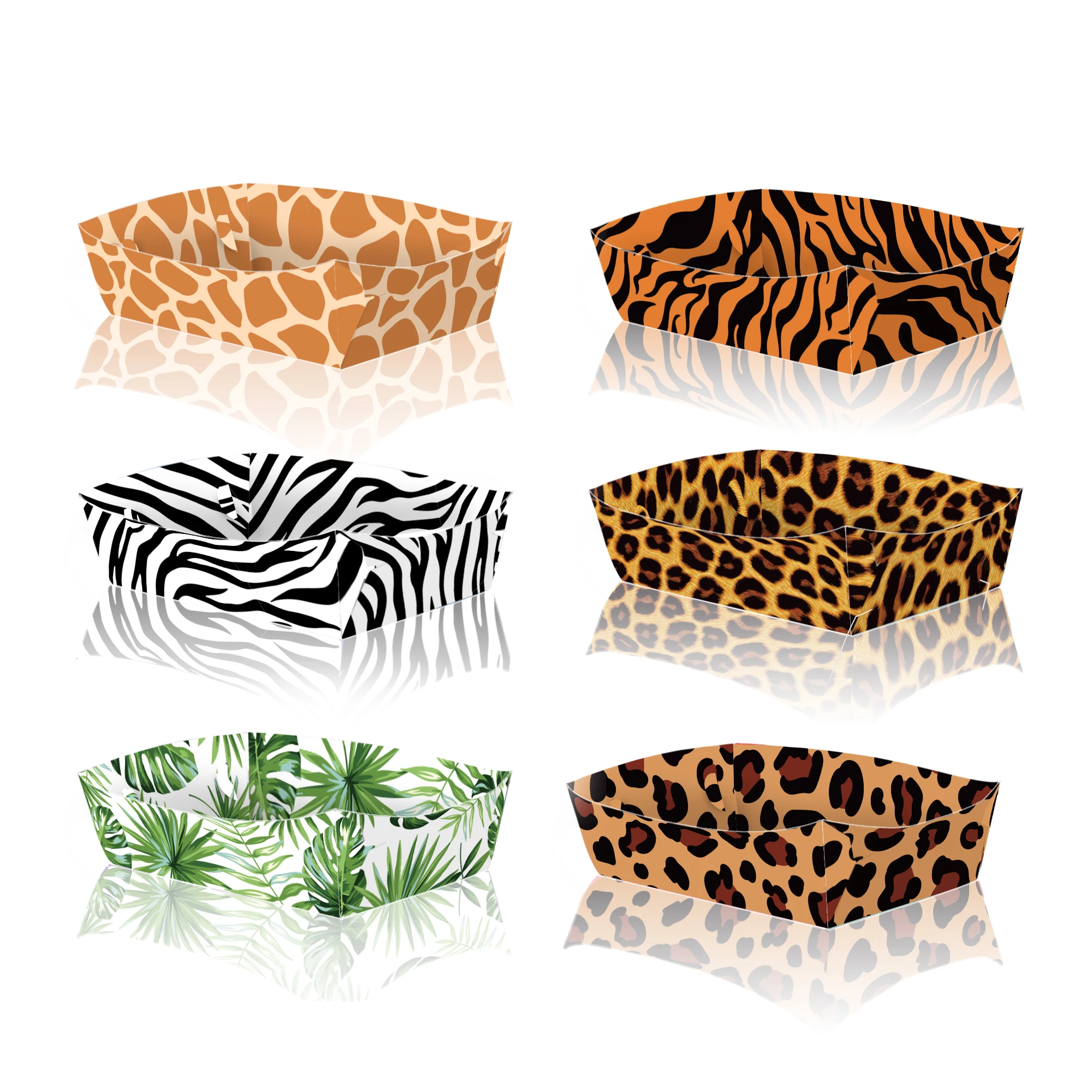 

Одноразовые бумажные подносы YSOIHF с принтом животных, 6/12/24 шт