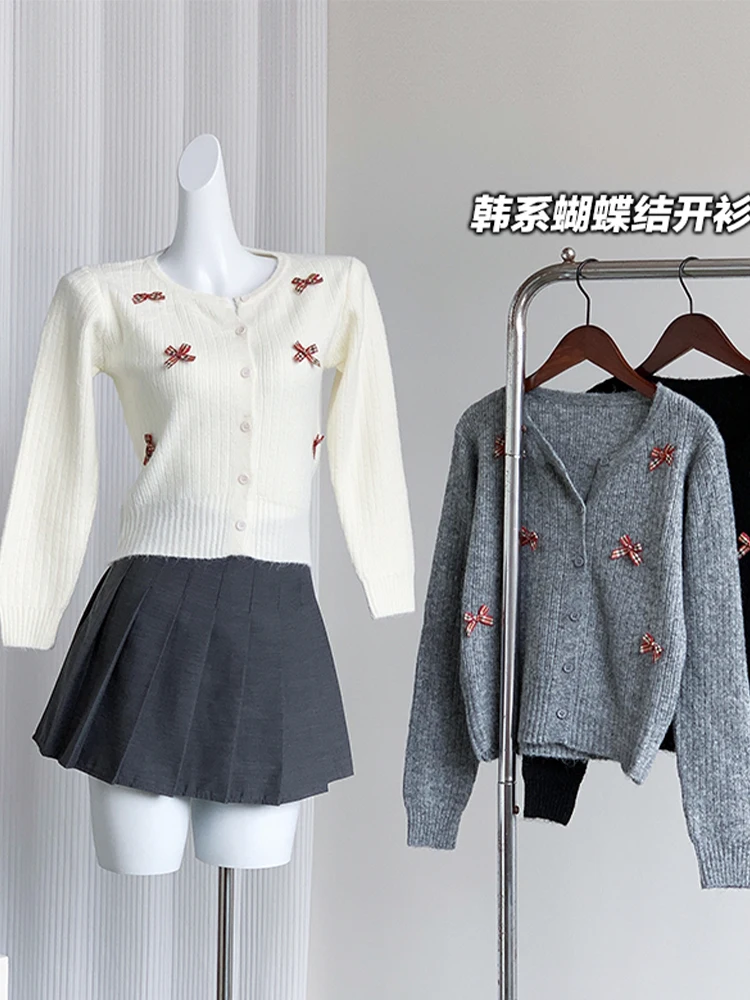 Женский белый кардиган кашемировый длинный свитер Harajuku корейский Y2k свитера с