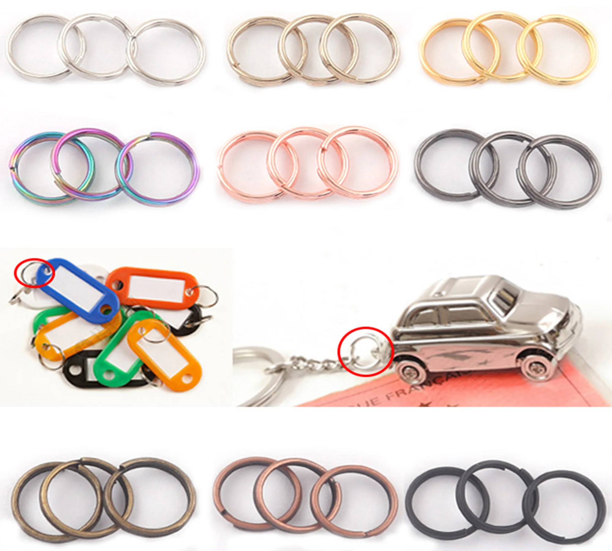 

Металлические раздельные кольца для ключей, красочные раздельные кольца для ключей, 10 мм кольца для ключей, круглый брелок для ключей с коль...