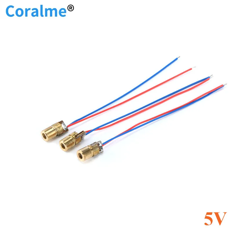 

10pcs 650nm 6mm DC 5V 5mW Laser Dot Diode Module Red Copper Head