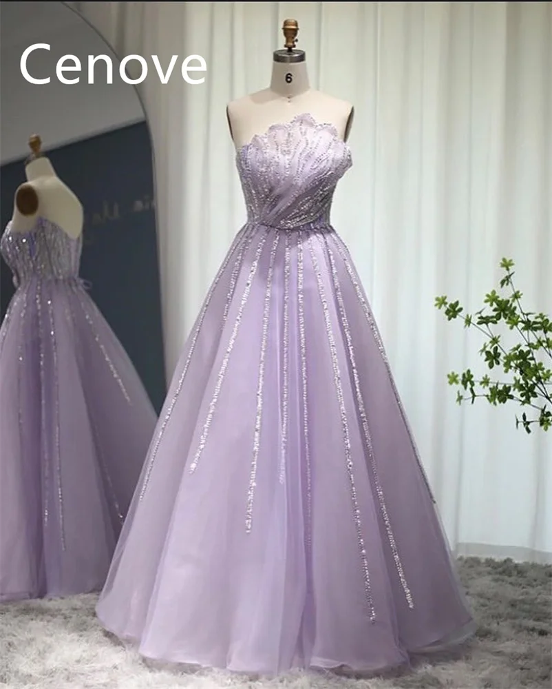 

Cenove A-Line Strapless Neckline Prom Dress Sleeveless With Floor Length Evening Summer Elegant Party Dress For Women2023