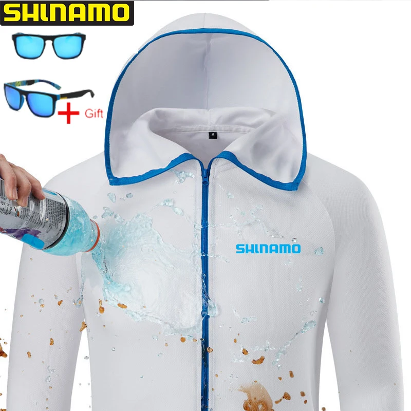 

Men's Tech Hydrophobic Fishing Clothing Outdoor Hiking Hooded Jacket Waterproof Anti-Fouling Quick Dry Fishing Clothing + Gift