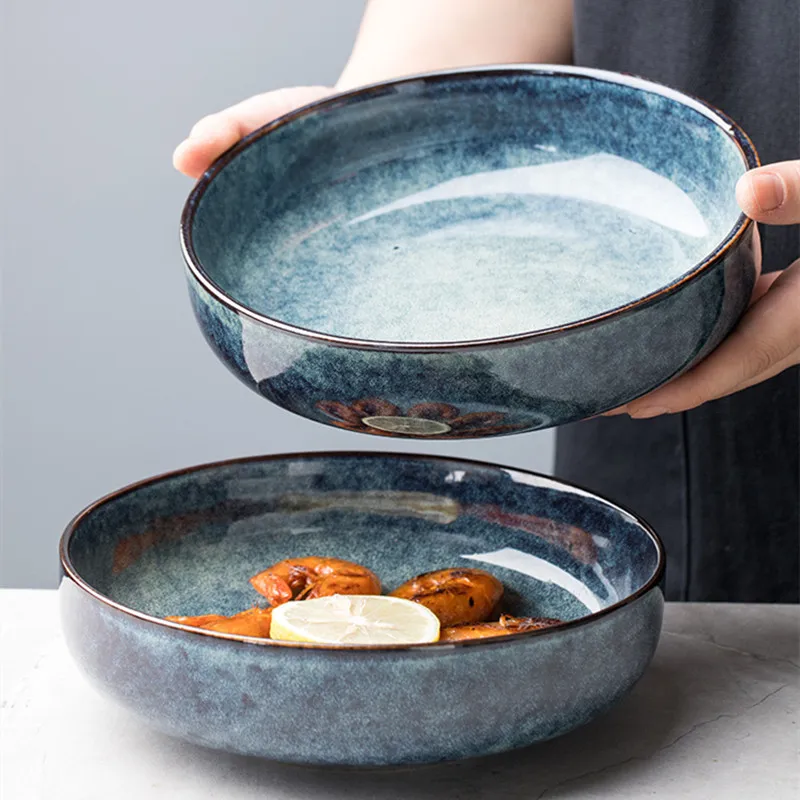 

Retro Keramische Kom Slakom Enkele Nordic Creatieve Schotel Kom Noodle Kom Thuis Gepersonaliseerde Schotel Diepe Plaat