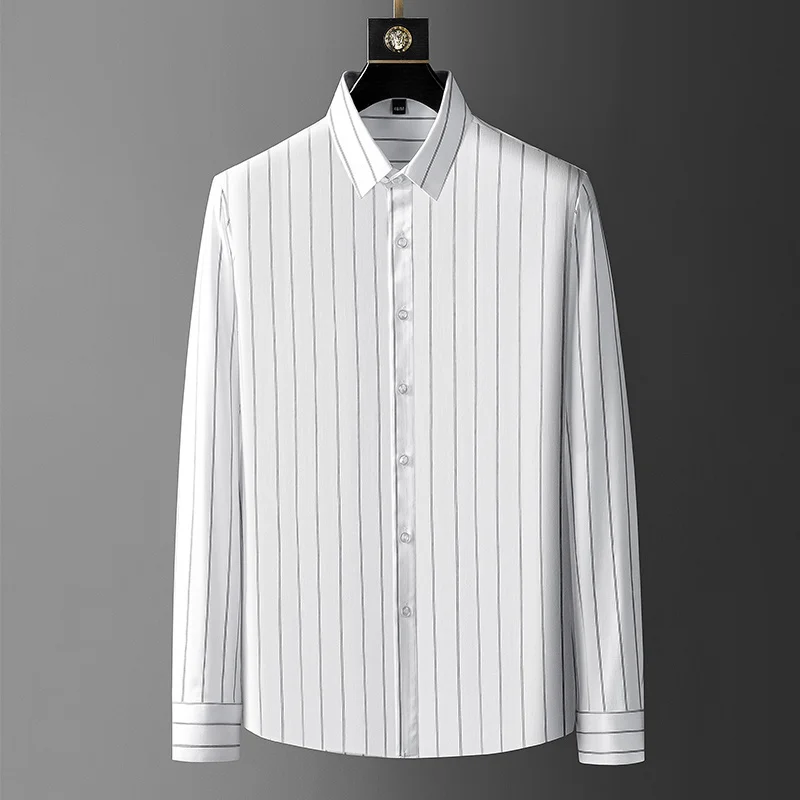 

Полосатая Простая мужская Высококачественная мужская приталенная формальная рубашка 2022 Модная брендовая Повседневная Вертикальная модная мужская рубашка