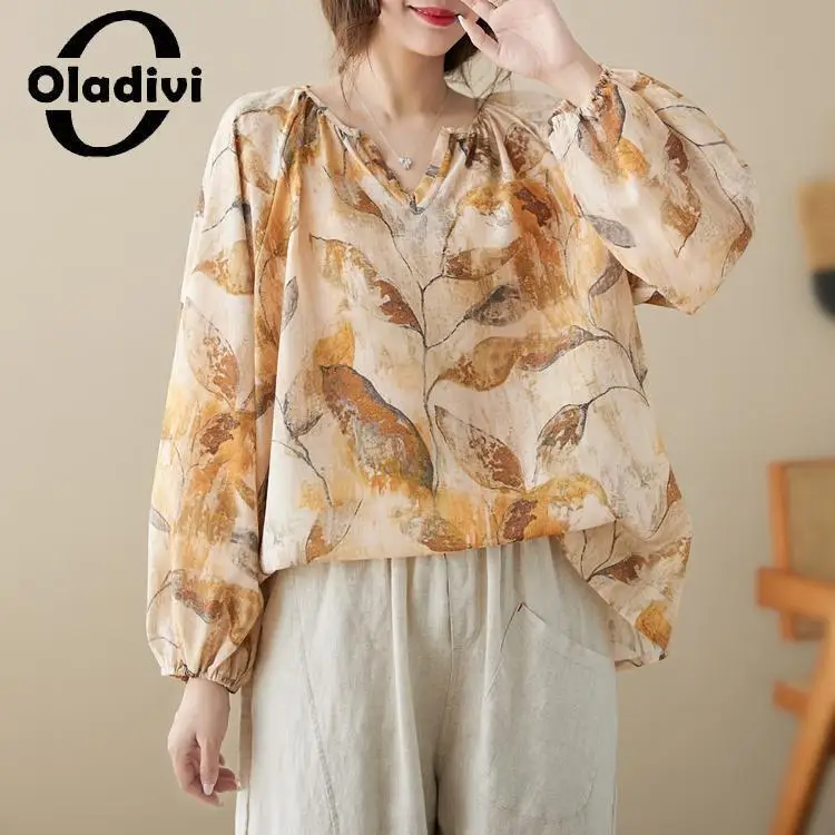 

Oladivi Large Size Women Long Sleeve Blouses 2023 Spring Autumn New Casual Loose Shirts Ladies Oversized Tops Tunics Blusas 1930