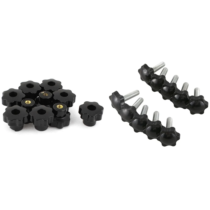 

10 Pcs M8x30mmx32mm Male Thread Hex Shaped Head Clamping Screw Knob & 10 Pcs 32Mm Dia M6 Thread Screw