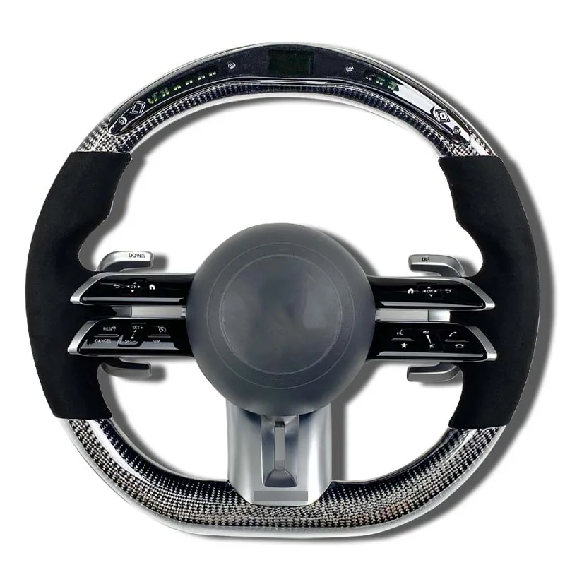 

Рулевое колесо из углеродного волокна для Benz Mercedes AMG A B C E GLS GLA S C63 W205 W204 W213 2012-2021 PRM Спортивное Рулевое Колесо