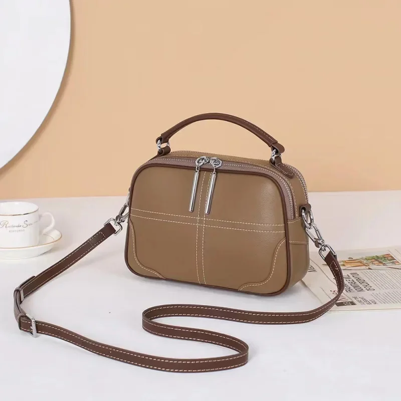 

Genuine Leather Crossbody Bags for Women Top Handle Handbag Sling Shoulder Bag Ladies Small Purse Cowhide