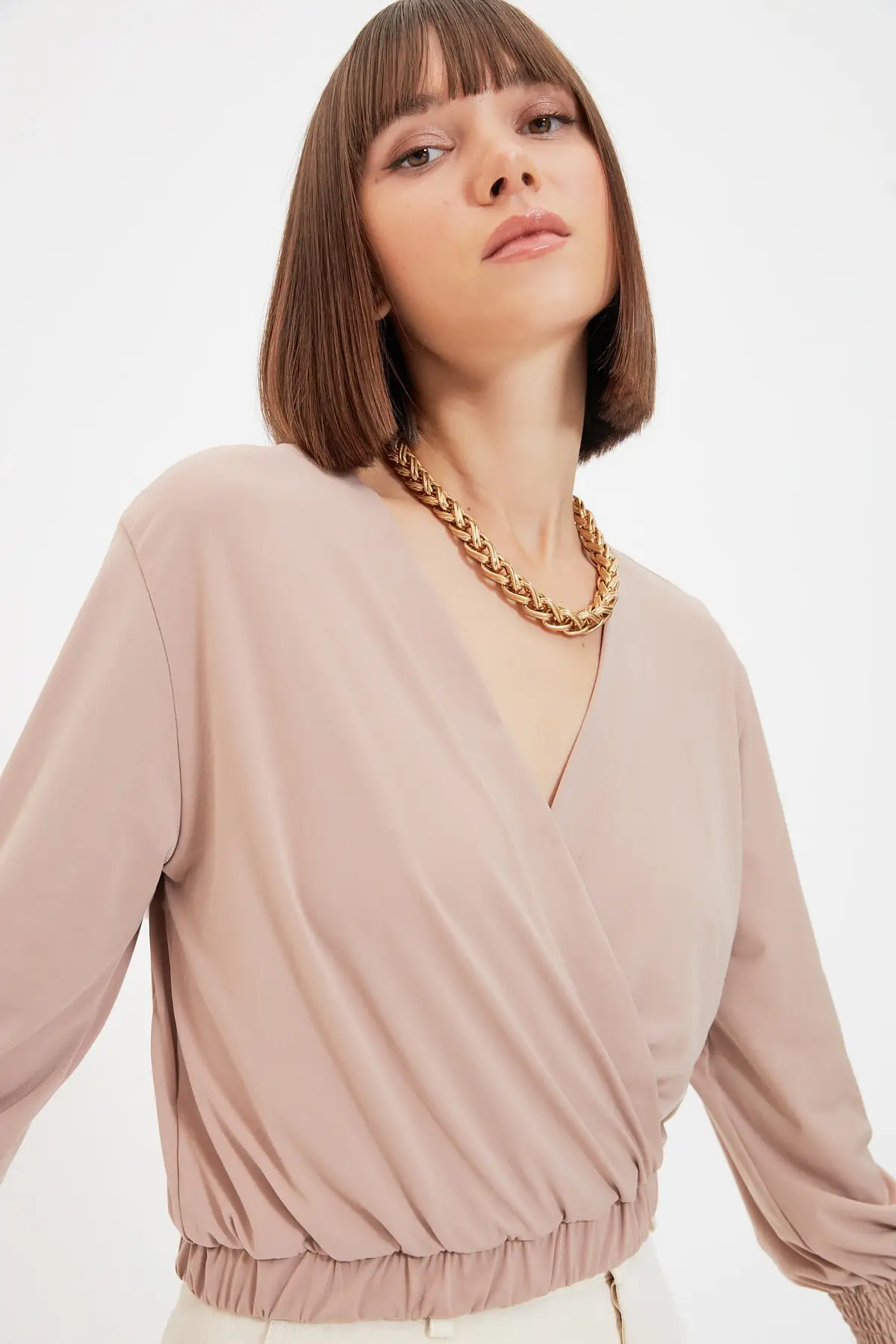 

Trendyol Double Breasted Collar Knitted Blouse TWOAW22BZ0673
