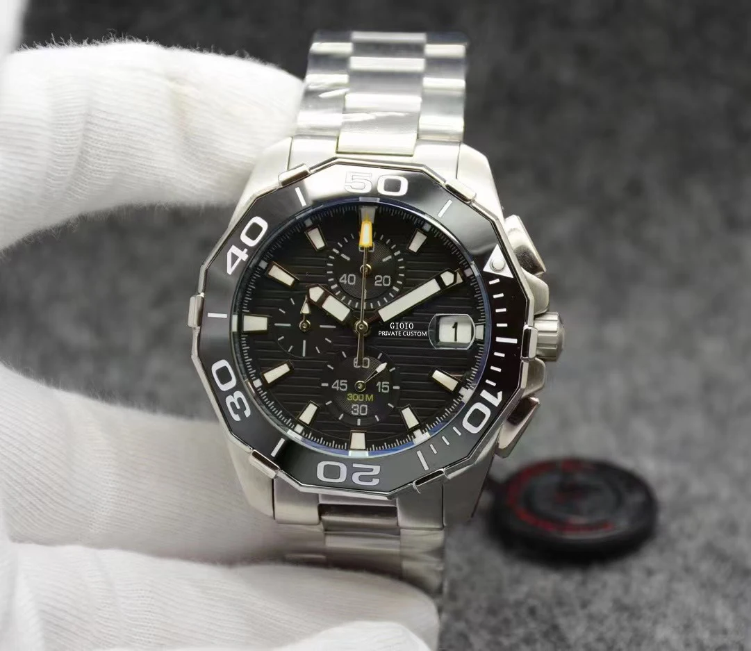 

Quartz Chronoraph Mens Watch Black Blue Ceramic
