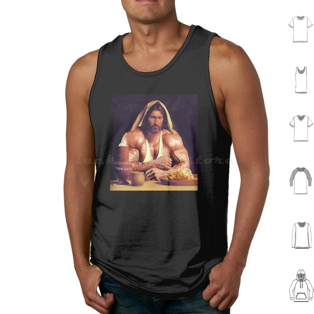 

Reps For Jesus Tank Tops Vest Sleeveless Reps Jesus Gains Holy God Protein Lift Broscience Jacked Ripped Funny Gym