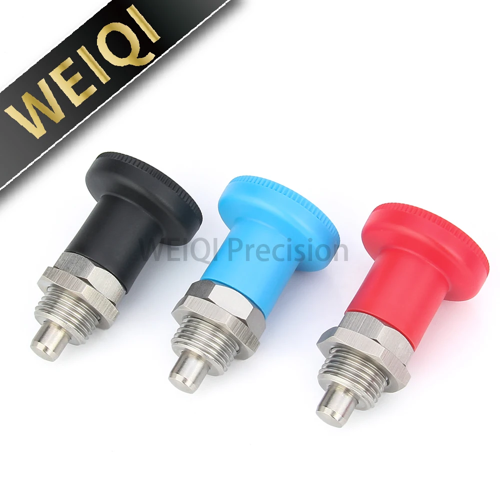 

Factory M12/16 Stainless Steel/ Carbon Steel Black/Blue/Red Knob Index Plungers Self-locking/Return type Locating Pins With Nut