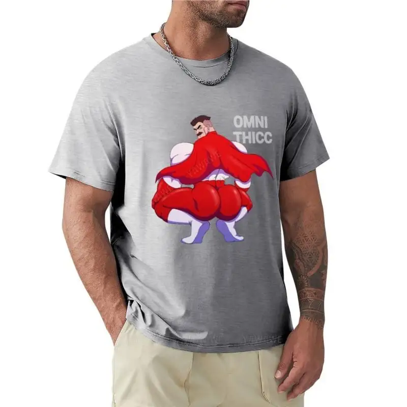 Черная Мужская футболка Thicc Omniman, футболки без рисунка, аниме одежда, простые футболки, мужские хлопковые футболки