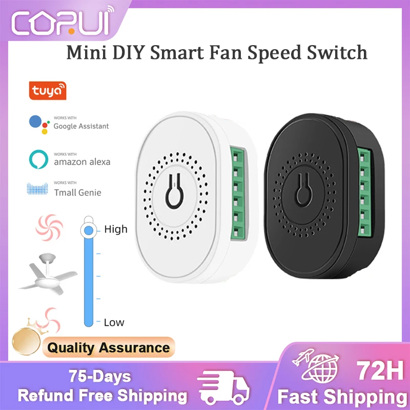 

Tuya Wifi Mini DIY Fan Speed Switch Smart Life APP Control Remote Control Ceiling Fan Controller Ceiling Fan Controller Switch