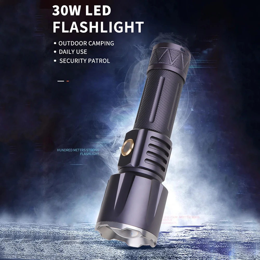 

USB Rechargeable Powerful LED Flashlight 1500m Long Distance Waterproof Portable Spotlights Camping Hiking Zoomable Torch Lamp