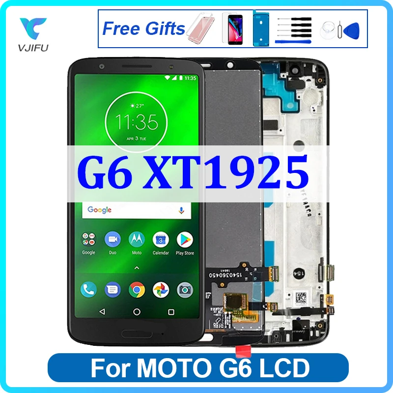 Оригинальный ЖК-дисплей 5,7 дюйма для Moto G6 XT1925, дисплей с сенсорным экраном XT1925-10 с рамкой, дигитайзер в сборе, замена без битых пикселей