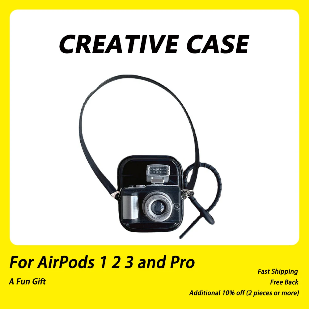 

Cute Camera AirPods Case for Air Pod Protective 1 2 3 Generation Creative Apple Wireless Bluetooth Pro Fashion Headphone Cover
