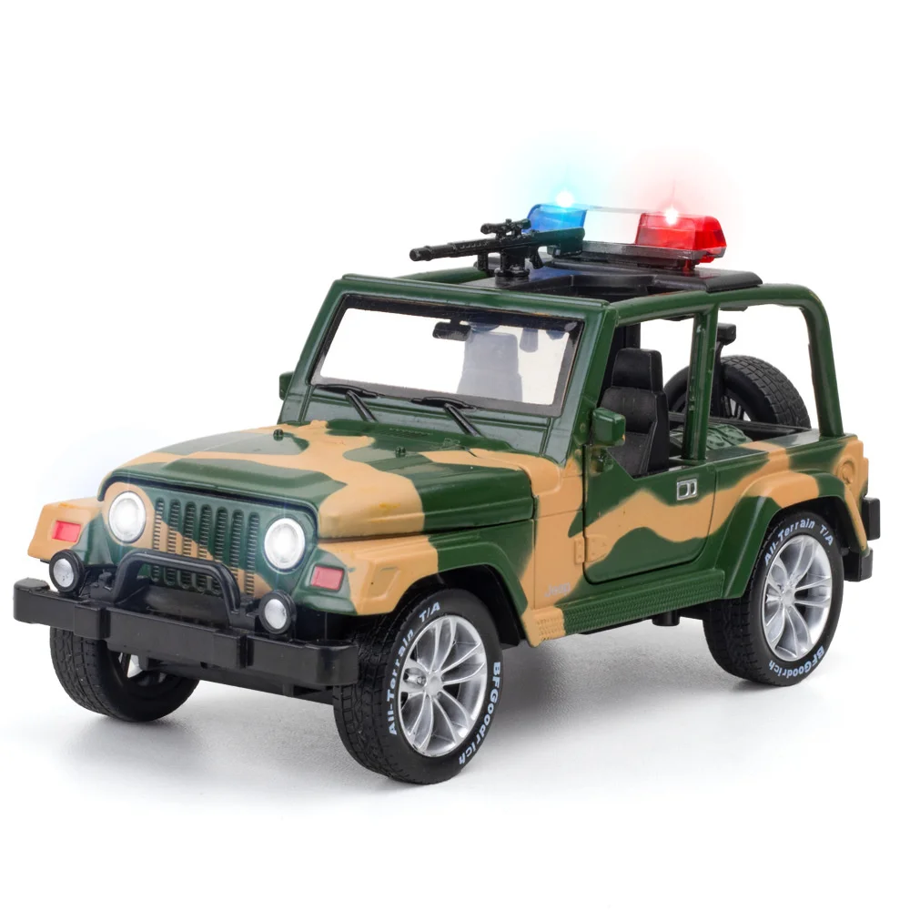 

Simulation 1:32 Jeep Wrangler Alloy Diecast Police Car Models Children's Toys Sahara Rubicon Off-road Vehicles With Sound Light