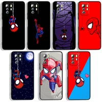 handsome marvel hero spiderman phone case for xiaomi redmi note 10 10s 10t 10promax 11 11s 11t 11e lite pro 5g 4g black silicone