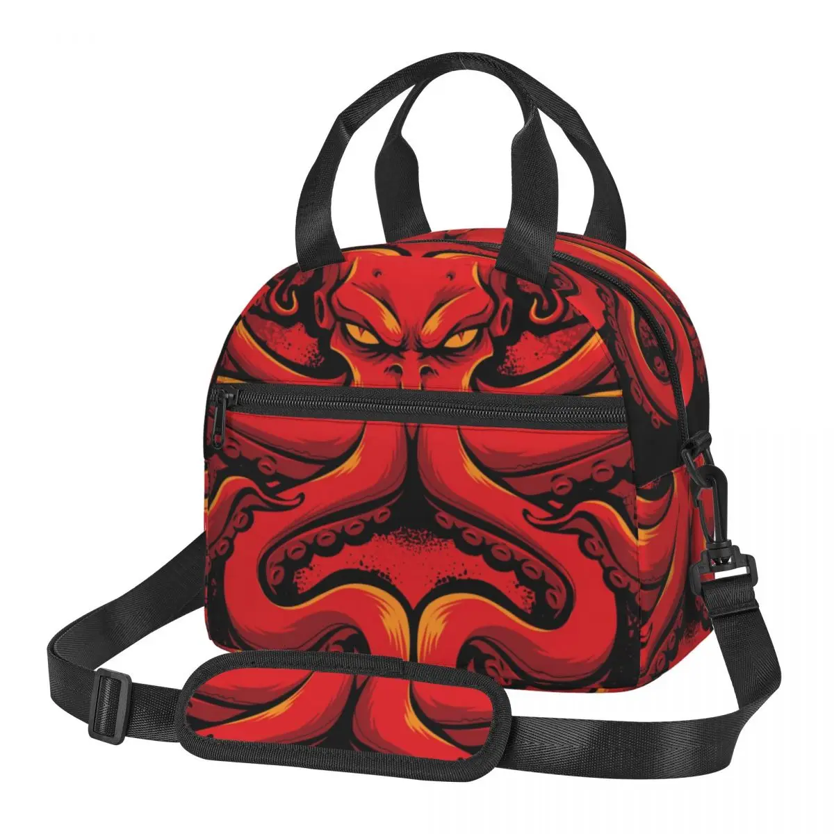 

Portable Lunch Bag Angry Red Octopus Insulated Cooler Bag Thermal Food Picnic Lunch Bag for Women Kids