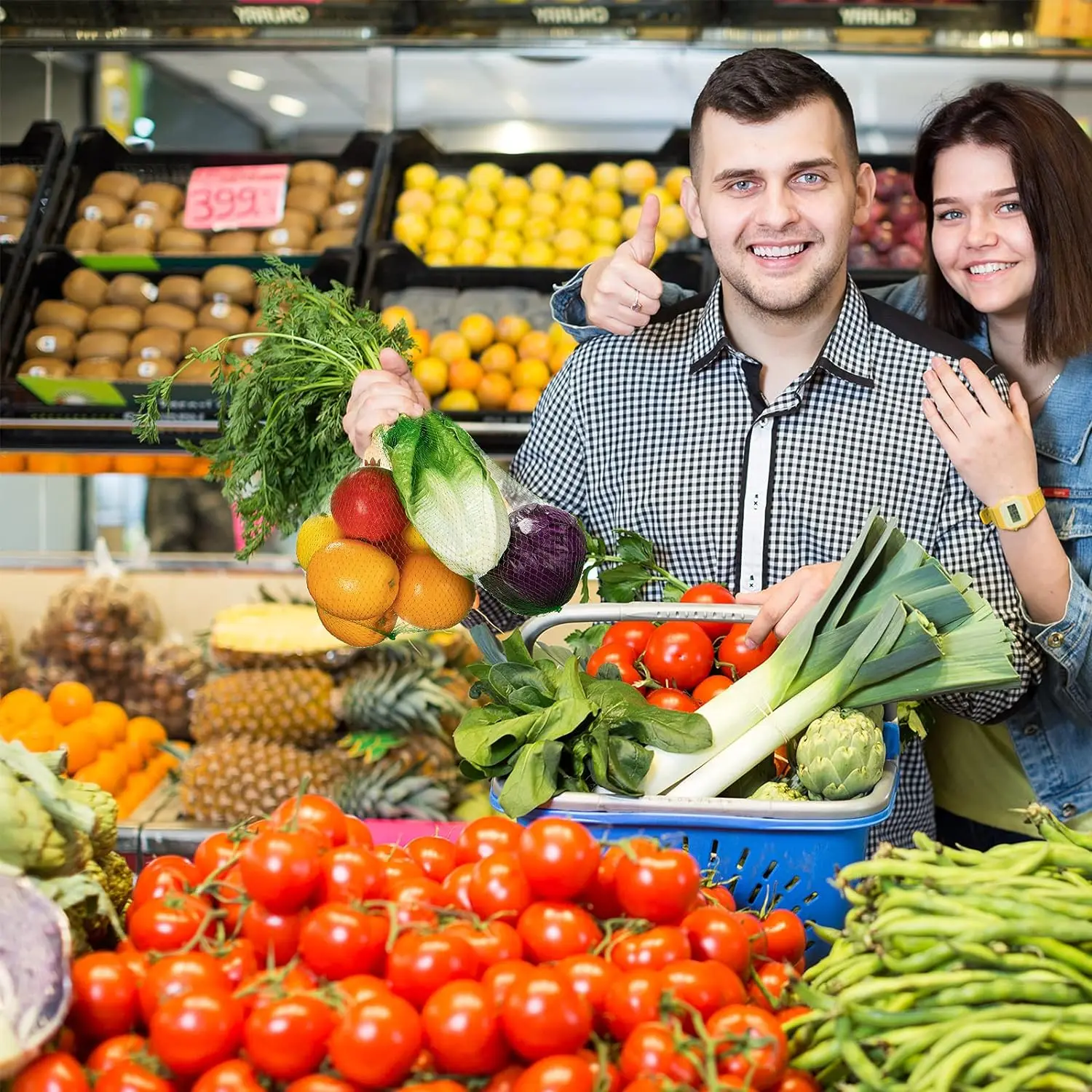 Сетчатый мешок для хранения фруктов и овощей 100 шт.