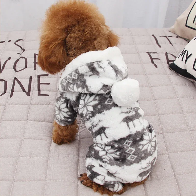 

Одежда для собак с хлопковой подкладкой Рождественский олень одежда для домашних животных Тяжелая Рождественская одежда Коралловая бархатная зимняя одежда для маленьких собак