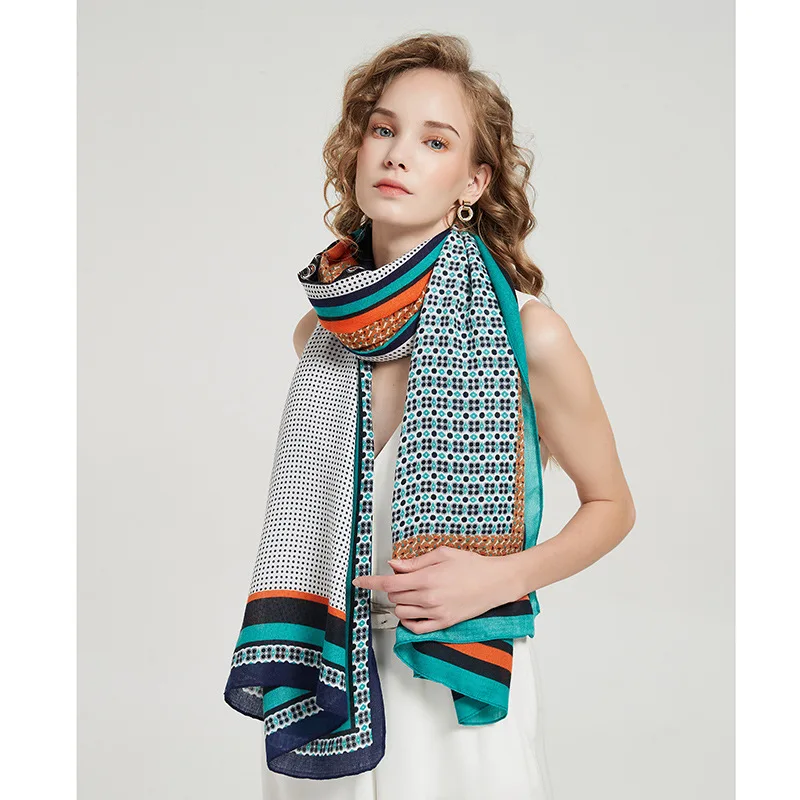 

Cashew dots autumn and winter new scarf women's warm scarf long beach towel sunscreen imitation cotton and linen shawl