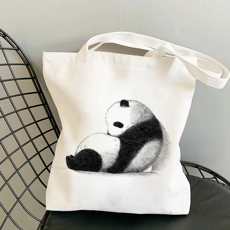 

Casual Fashion Large Capacity Naughty Panda Canvas Bag New Fun Harajuku Punk Shopping Bag Cartoon Ladies Shoulder Bag.