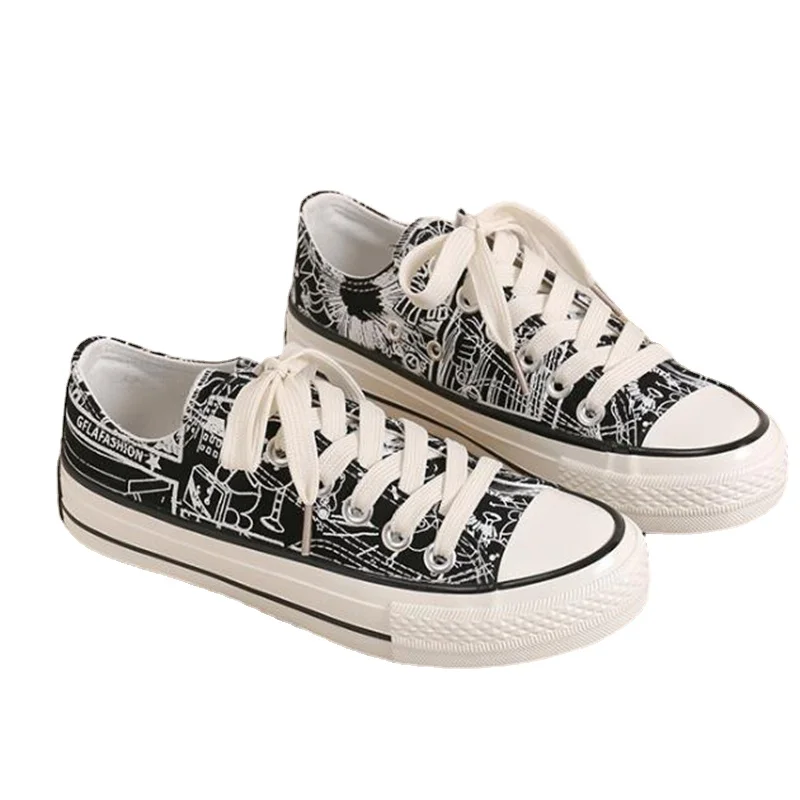 

2022 New Women Shoes, Breathable Canvas Shoes Women's Graffiti Shoes Slapboard Shoes Kg01 Y159