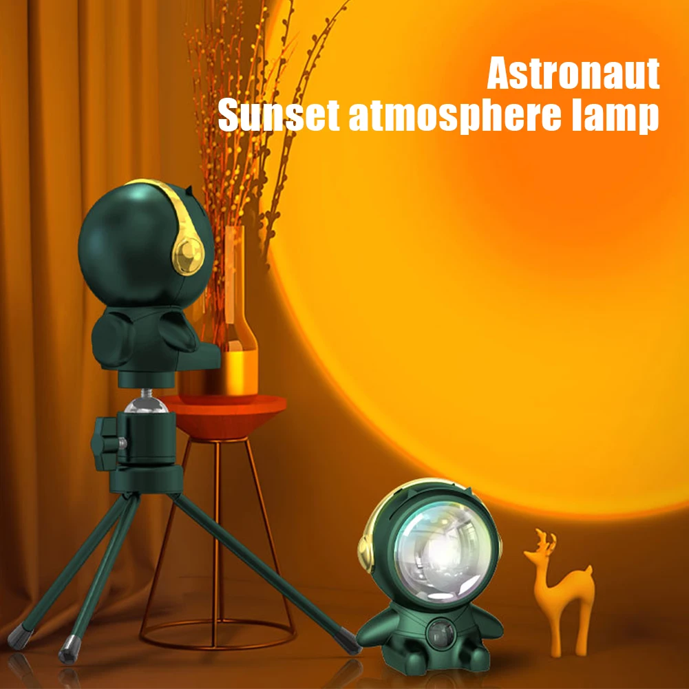 

LED Sunset Projector Lamp with tripod Cute Astronaut Mini Bedroom Table Night Light Sunset Atmosphere Background Wall Decoration