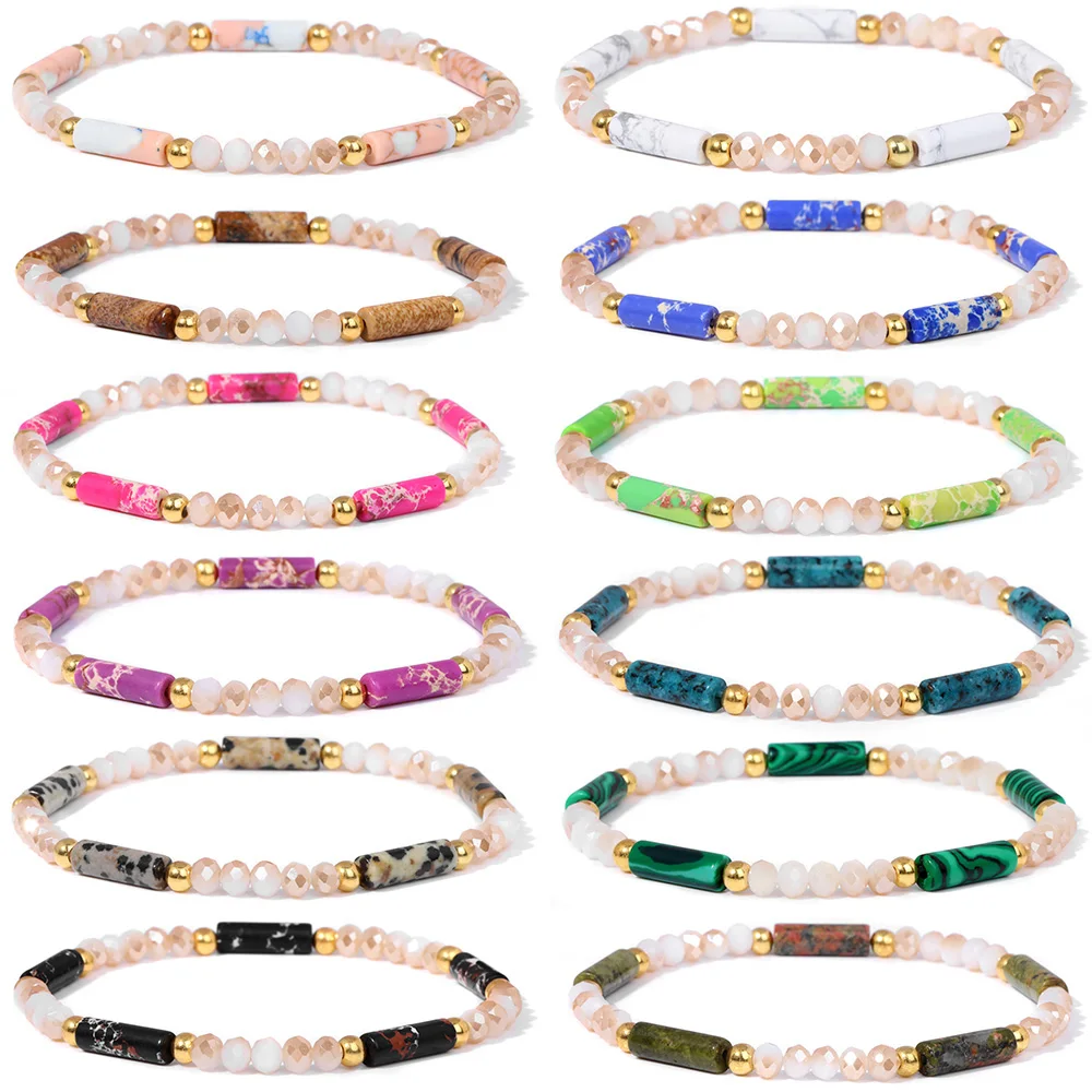 

Multicolor Women Bracelets Natural Healing Imperial Malachites Beads Bracelet Energy Crystal Bangle Elastic Pulsera Jewelry Gift