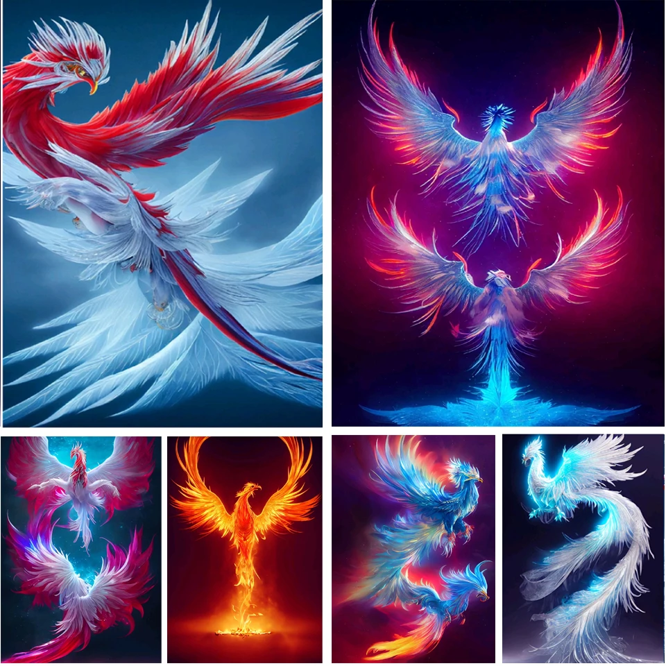 Алмазная живопись Цветная птица Феникс животное полная квадратная круглая