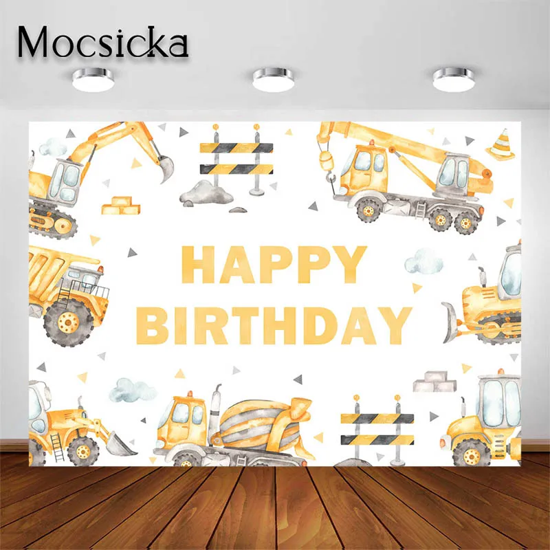 

Фотофон Mocsicka с днем рождения для мальчиков, экскаватор, Фотофон для детей, реквизит для студийной фотосъемки, декор для детей, баннер