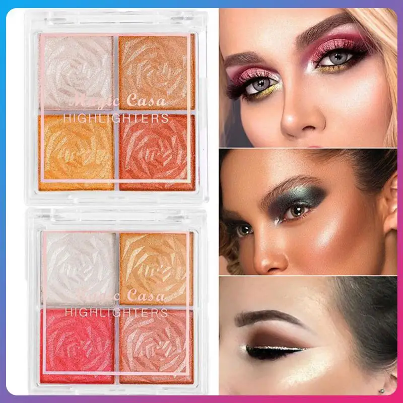 

Face Contour Blush Highlighter Bronzers Brighten Face Shimmer Illuminate Highlight Rose Highlighter Palette 4 Colors Cosmetics