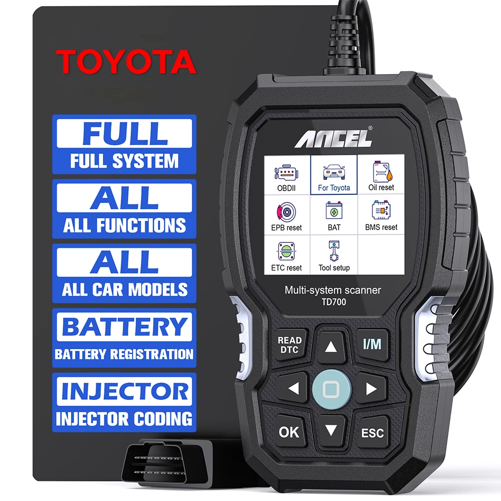 

Ancel TD700 OBD2 All System Scanner Transmission TPMS Relearn ABS Engine OBD 2 Car Diagnostic Scan Tool for Toyota/Lexus/Scion