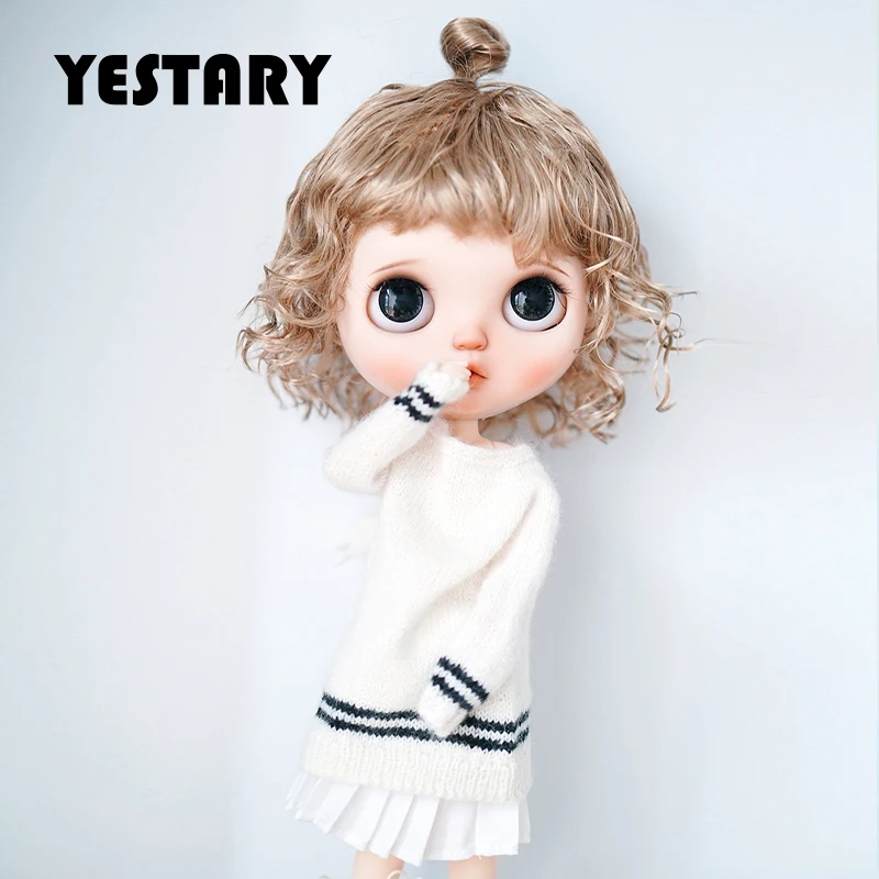 

YESTARY Blythe BJD Doll Accessories Wigs Tress For Toy Faux Mohair Dolls Wigs Fashion Short Hair Wool Curls Bangs BJD Dolls Wigs