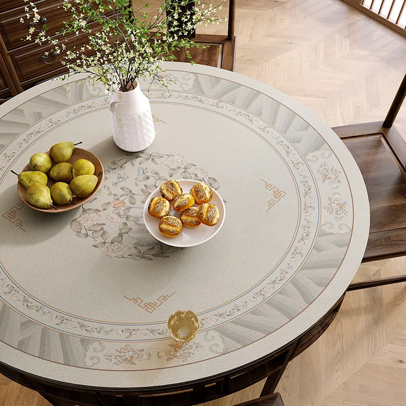 

Круглая скатерть в американском стиле, водонепроницаемая, маслостойкая, с защитой от ожогов, кожаный коврик для стола, круглый коврик для жу...