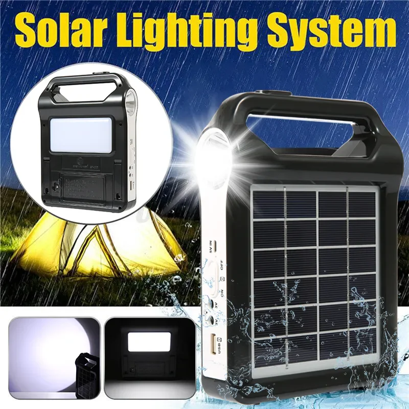 

Портативная перезаряжаемая солнечная панель, 6 в, генератор энергии, зарядное устройство с USB-разъемом, с подсветкой, комплект домашней системы солнечной энергии