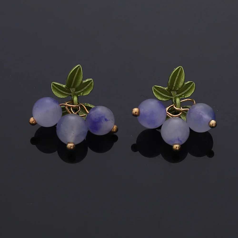 

Винтажные серьги в виде листьев винограда с фиолетовыми кристаллами, милые Светоотражающие гладкие серьги-подвески неправильной геометри...