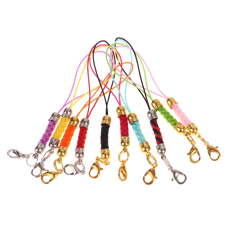 

10 Pcs Colorful Rope Keychain Mobile Phone Strap DIY Keyring Pendant With Lobster Clasp Lanyard Phone Strap Wholesale