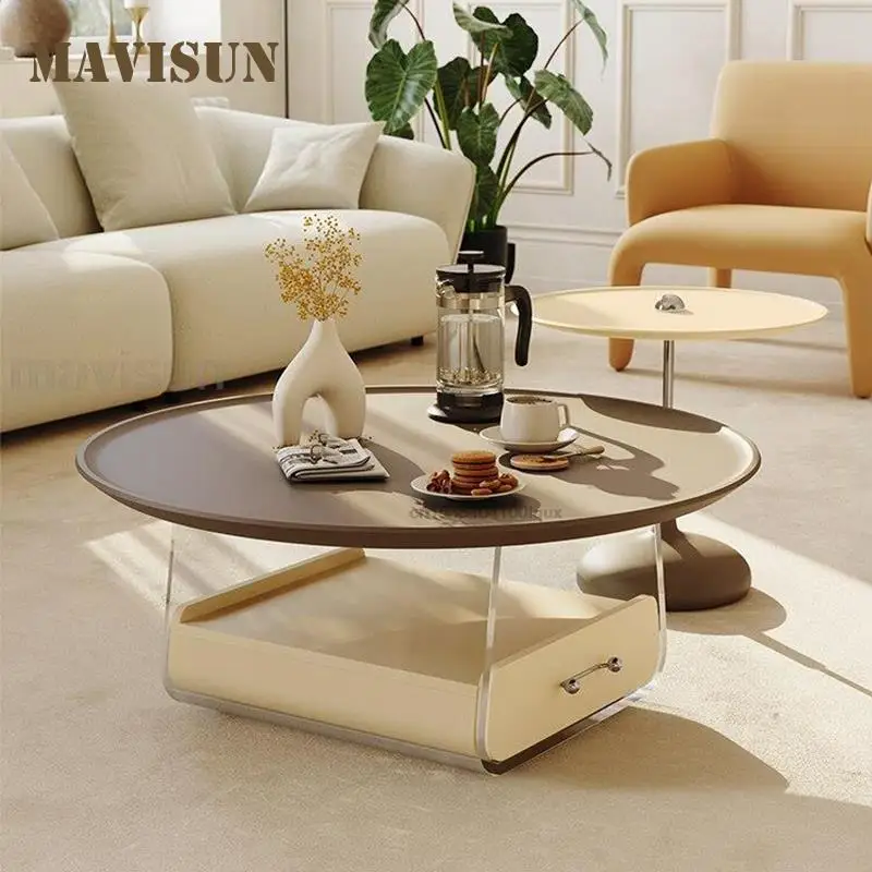 

Modern Living Room Table Combination Minimalist White And Black Colors Home Furniture Designer New Style Acrylic Coffee Table