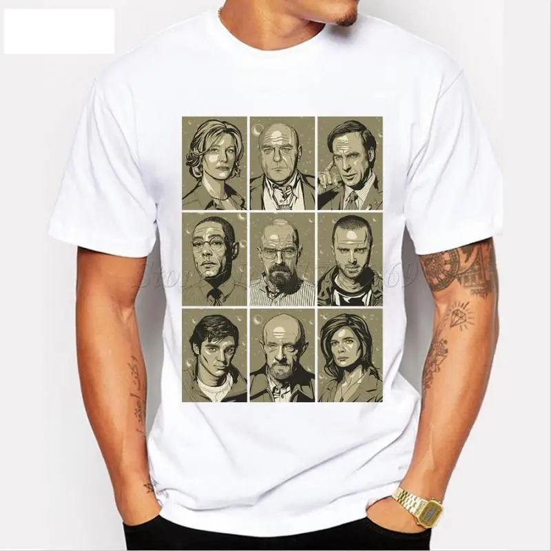 

Popular men t shirt breaking bad characters retro printed male fashion tee short sleeve casual tops hipster funny cool shirts