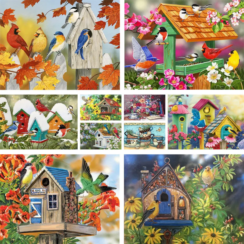 

Cartoon Bird House Paint By Numbers Complete Kit Oil Paints 50*70 Canvas Painting Wall Paintings For Adults Wall Art For Drawing